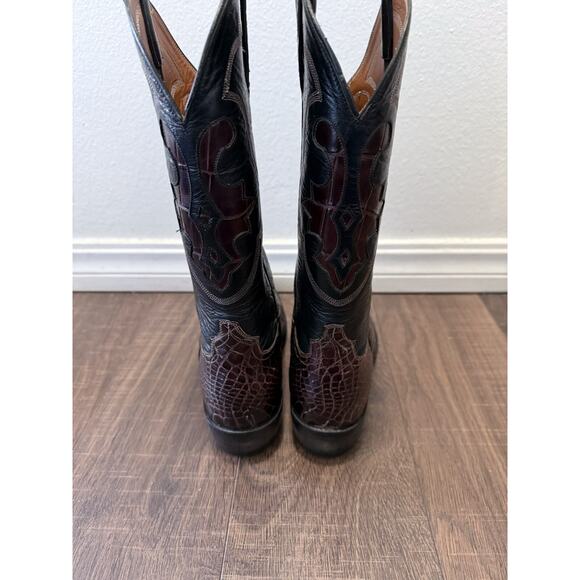 Mens Custom Made Red Brown Caiman Crocodile Western Boots 9.5 E - Picture 6 of 14